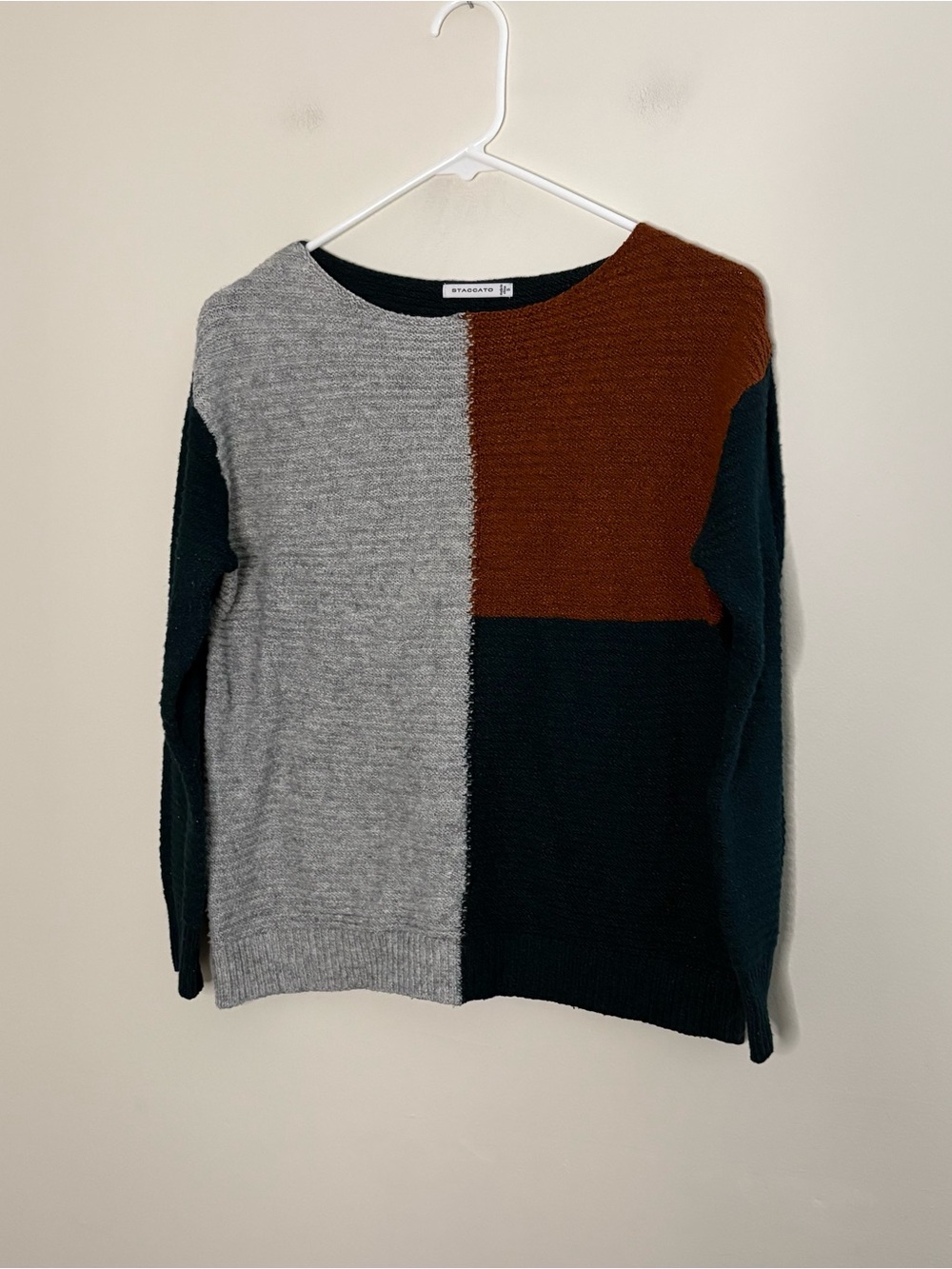 Staccato Women’s Small Sweater Green Grey Brown Cozy Holiday Cottage Fall